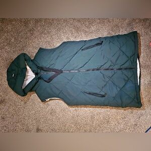 UGGS Koolaburra Dark Green Quilted Hooded Long Puffer Vest